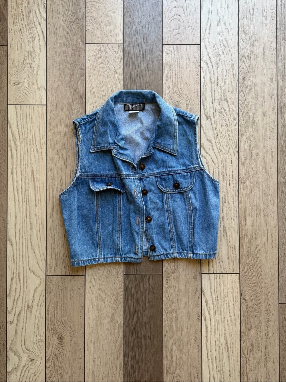 TIMING Vintage Cropped Blue Denim Vest Small